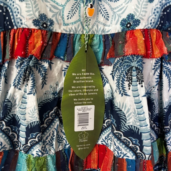 FARM Rio Blue and Red Patterned Midi Dress - Picture 3 of 3